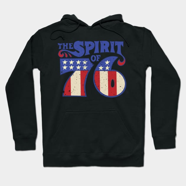 The Spirit 76  Vintage Independence Day 4th of July Distressed Retro Hoodie by bigraydesigns